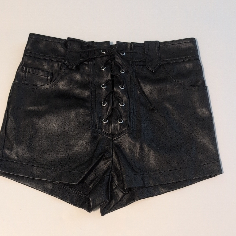 Forever 21 Black High Waist Lace-Up Shorts
